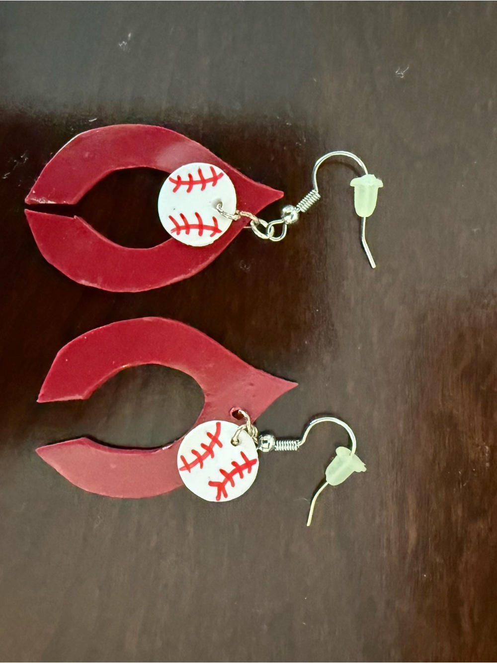 Handcrafted Red Baseball Charm Drop Earrings - Women's Jewelry